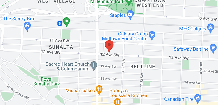 map of 1330 & 1332 12 Avenue SW